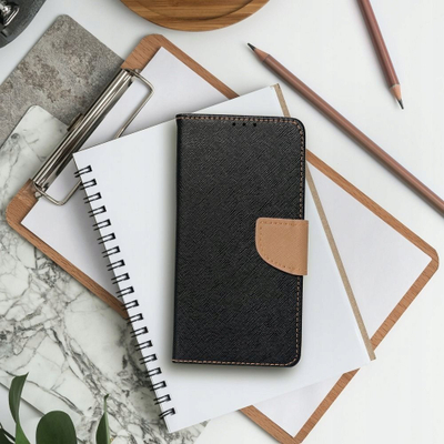 Футрола Fancy Book за Samsung S24 Ultra, со џебови за картички, црно-златна боја