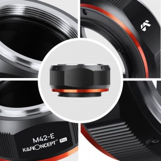 Adapter bajonete për objektiv K&amp;F Concept Pro, M42 në Sony E, metalik