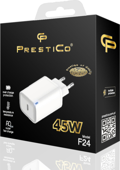Karikues USB Nemo Equipment Prestico F24, USB C 45W PD GaN, i bardhë