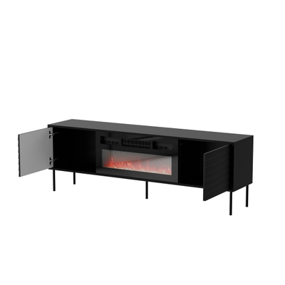 Kabinet TV Cama Cortina, me oxhak elektrik, 180x40x60 cm, i zi