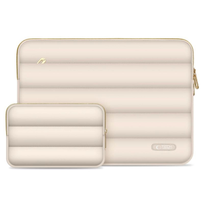 Çantë laptopi Tech-Protect Puffy, 15-16", me gocë për aksesorë, ngjyrë rëre