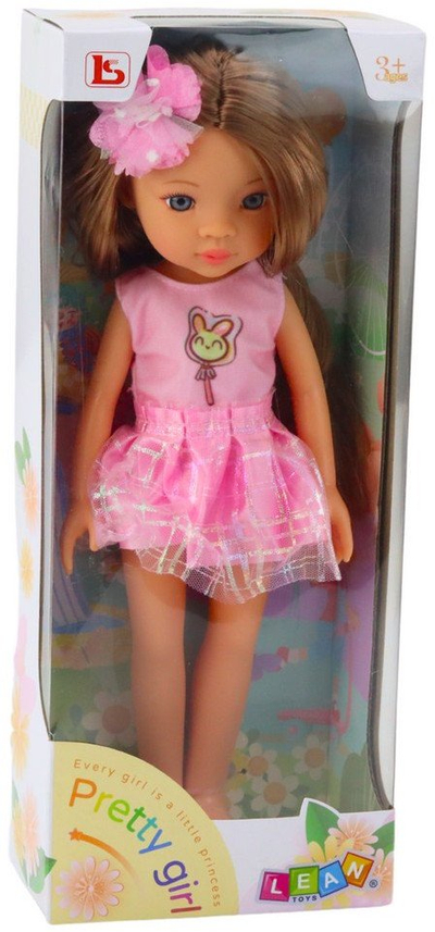 Kukull Lean Toys Pretty Girl, 32 cm, me gjëra shoqëruese, rozë