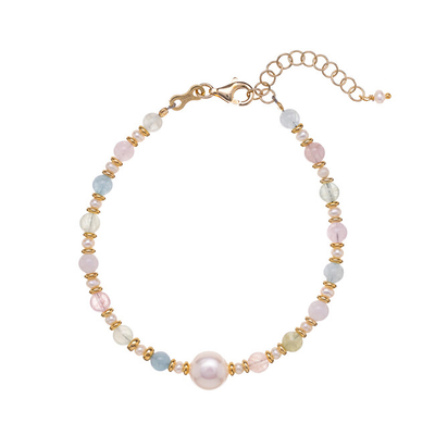 Byzylyk Alisia Fascinating, Pearl dhe Morganite, AL3817, ngjyrë ari