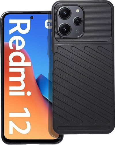 Këllëf i blinduar Thunder për Xiaomi Redmi 12 4G, TPU, mbrojtje nga goditjet, i zi