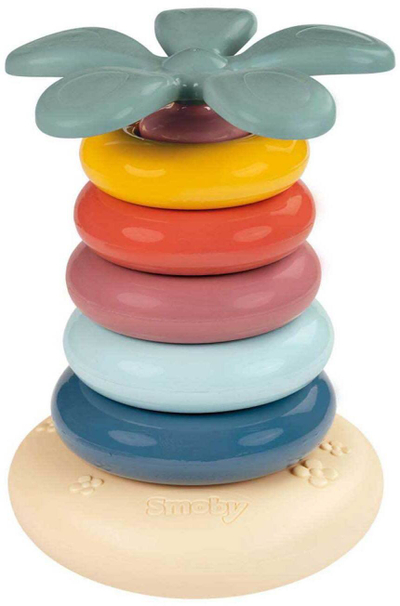 Lodra piramidë unazash Smoby LS Tumbler Ring Pyramid, 5 unaza, nga 12 muaj, shumëngjyrëshe