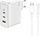 Karikues muri JELLICO C118 GaN, 100W PD, 2xUSB C 1xUSB QC3.0 me kabllo USB C Lightning, i bardhë