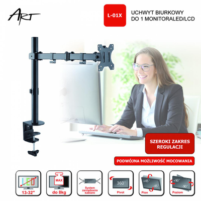 Mbajtese e monitorit Art Desk 13"- 32" L-01X (RAMM L-01X) , e zezë