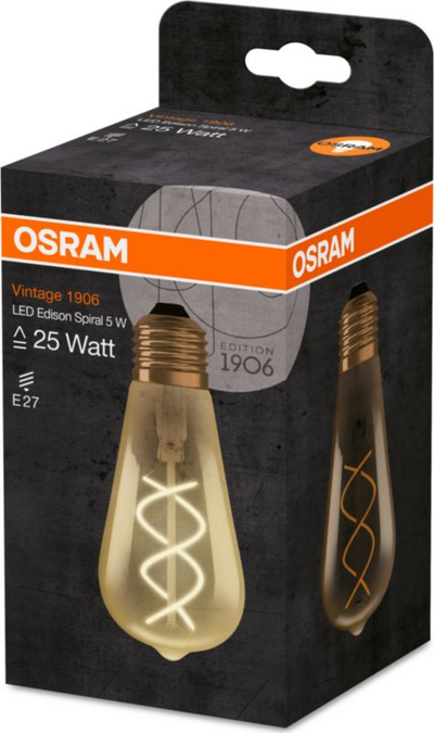 Llambë LED Osram Vintage 1906, E27, 4W, 2000K, e artë