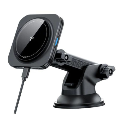 Mbajtëse telefoni për makinë ESR Halolock magnetike MagSafe Qi2, karikim wireless 15W, e zezë
