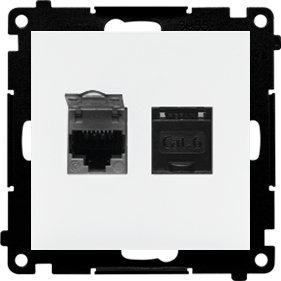 Prizë rrjeti Simon 55 Double Computer Socket, RJ45 Cat 6, e bardhë