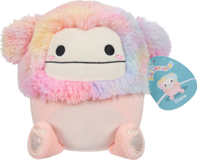 Lodër pelushi Squishmallows Diane the Peach Bigfoot, 19 cm, flokë ylber, shumëngjyrëshe
