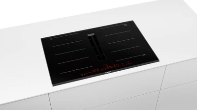 Pllakë gatimi me induksion Bosch Series 8 PXX875D67E, 80 cm, 4 zona Flex, me aspirim, e zezë