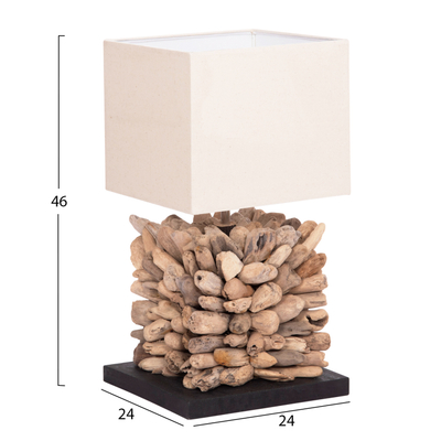 Llambë tavoline Twiggy HM4425, formë kubi, 24x24x46cm, dru natyral dhe e bardhë