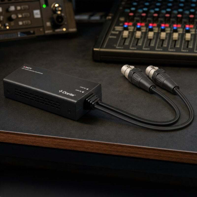 Enkoder audio Lindy 70618, 2 kanale XLR në Dante, PoE/USB-C