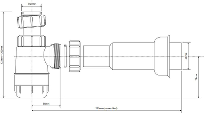 Sifon lavamani McAlpine Bottle Trap i ulët, 1 1/4", dalje 50mm, i bardhë