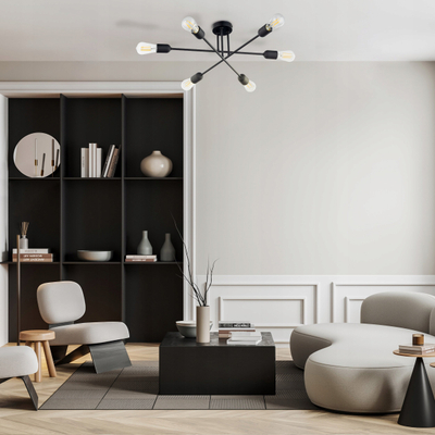 Llambë tavanore TK Lighting Vista 6672, 6xE27, 60x60cm, e zezë