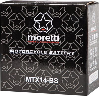 Батерија за мотоцикл Moretti MTX14-BS, 12Ah, 12V, црна