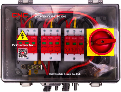 Kuti kombinimi PV CNC YCX8 DIS 3/3 32/32 DC1000, 3 hyrje 3 dalje DC, IP66, gri e tejdukshme