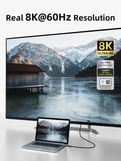Kabllo HDMI CABLETIME 2.1, 1m, 48Gbps 8K, e zezë