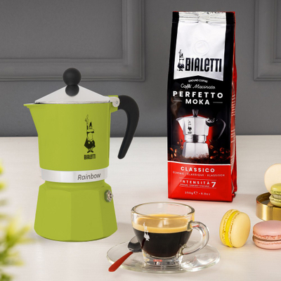 Xhezve Bialetti Rainbow, 6 filxhanë, alumini, e gjelbër