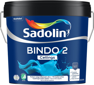 Bojë tavani Sadolin Bindo 2, super mat, 4.5L, e bardhë