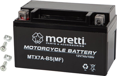 Bateri motoçiklete Moretti MTX7A-BS, 12V, MF, e zezë