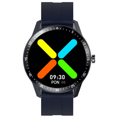 Smartwatch G.Rossi SW018-5, orë e rrumbullakët me ngjyra, rrip silikoni, blu e errët