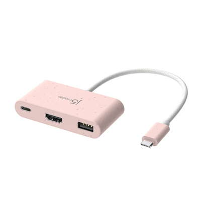 Stacion lidhës j5create USB-C, HDMI/USB-A/USB-C, 4K, rozë