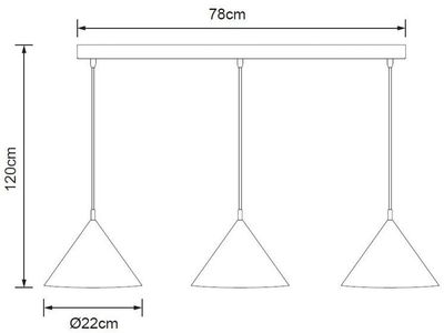 Llambë varëse Domoletti Triangle, 3xE27, metal, e zezë