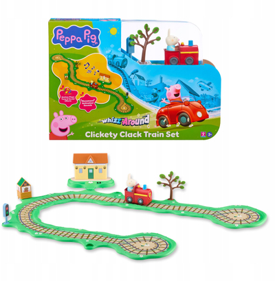 Сет играчки Пепа Пиг Clickety Clack Train Track, електричен воз, со звуци, многуобоен