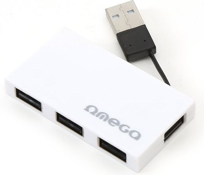HUB USB Omega OUH24BBW, 4x USB A, me kabllo, i bardhë