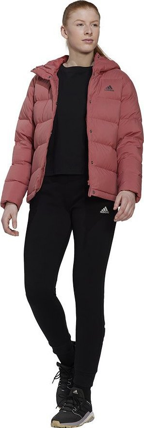 Xhaketë dimri Adidas Helionic Hooded Down për goca, me kapuç, e kuqe