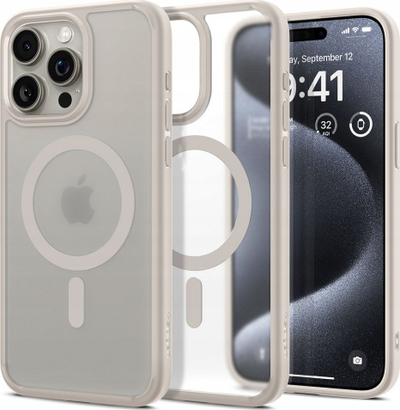 Маска за телефон Spigen Ultra Hybrid MagFit за iPhone 16 Pro Max, против пожолтување, MagSafe, Frost Nat