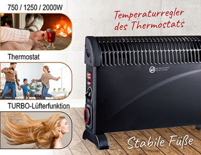 Ngrohës konvektor Adler Mesko 7741B, 2000W, me timer, i zi