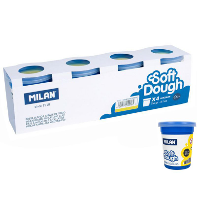 Plastelinë MILAN Basic Modeling Clay, 4 kavanoza, 116g secila, e verdhë