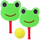 Set raketash lodër Green Frog, shkumë, me top, jeshile