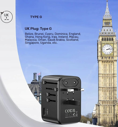 Adapter udhëtimi Unitek Travel Charger, PD 100W, 4x USB C 1x USB A, i zi