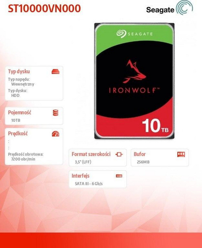 Disk Seagate IronWolf, 10 TB