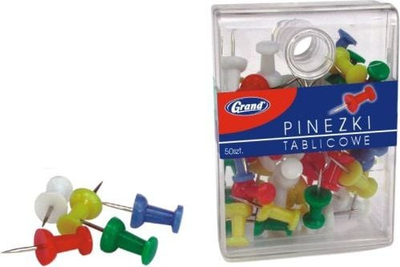 Kunja Grand Board Push Pins barrels, 21mm, 50 copë, shumëngjyrëshe