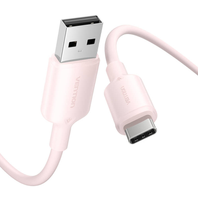 Kabllo USB Vention, USB A në USB C, 2m, 3A, rozë