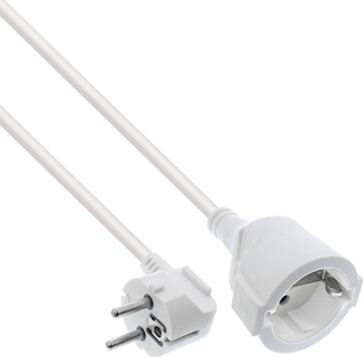 Zgjatës energjie InLine, prizë e këndshme me kontakt mbrojtës, kabllo 2m, i bardhë