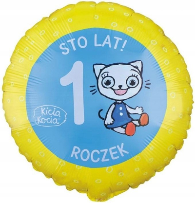 Balonë folie Kicia Kocia, 46 cm, 1 vjetor, rozë me shumë ngjyra