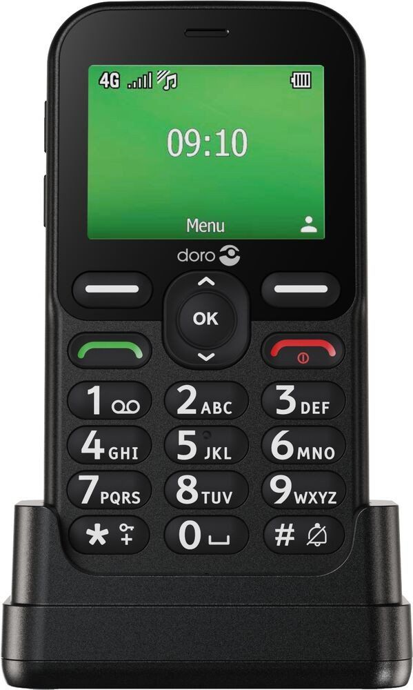 Telefoni për të moshuar Doro Leva E10, ekran 2.4", buton emergjence, i zi