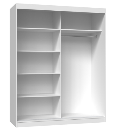 Garderobë me dyer rrëshqitëse IGA 160 cm, panel i laminuar, e bardhë matt
