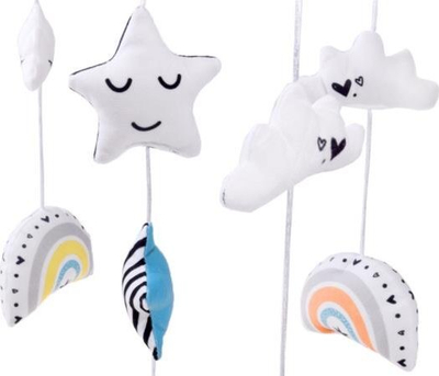Karusel mekanik për bebe Rainbow ZA4319, me muzikë, varëse pelushi, shumëngjyrësh
