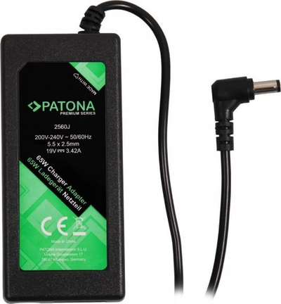 Полнач адаптер PATONA за лаптоп, 65W 19V 3.42A, конектор 5.5x2.5mm, црн