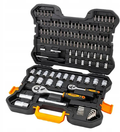Set veglash Isma 115 copë, 1/4" dhe 1/2", gypa gjashtëkëndorë