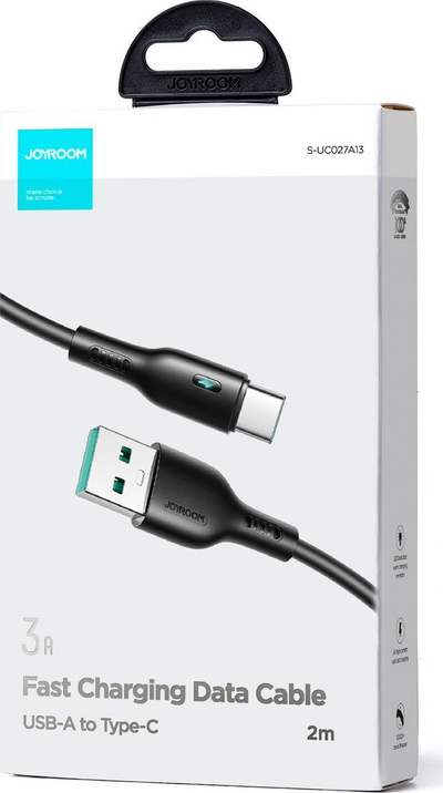 Kabllo USB në USB‑C Joyroom S‑UC027A13, 3A, 2m, e zezë