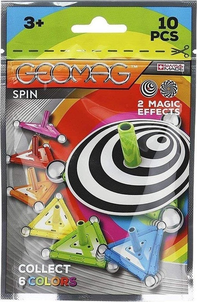 Set lodrash magnetike Geomag Spin, 10 copë, shumëngjyrëshe
