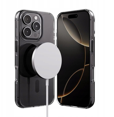 Mbulesë telefoni Crong MagSafe Edel Stark për iPhone 16 Pro Max, transparente me kornizë të zezë